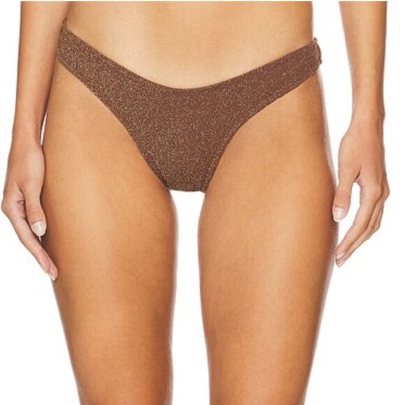 Lioness Zuma Bottom Chocolate Shimmer Bikini Bottoms swim separate Revolve M - Picture 1 of 9